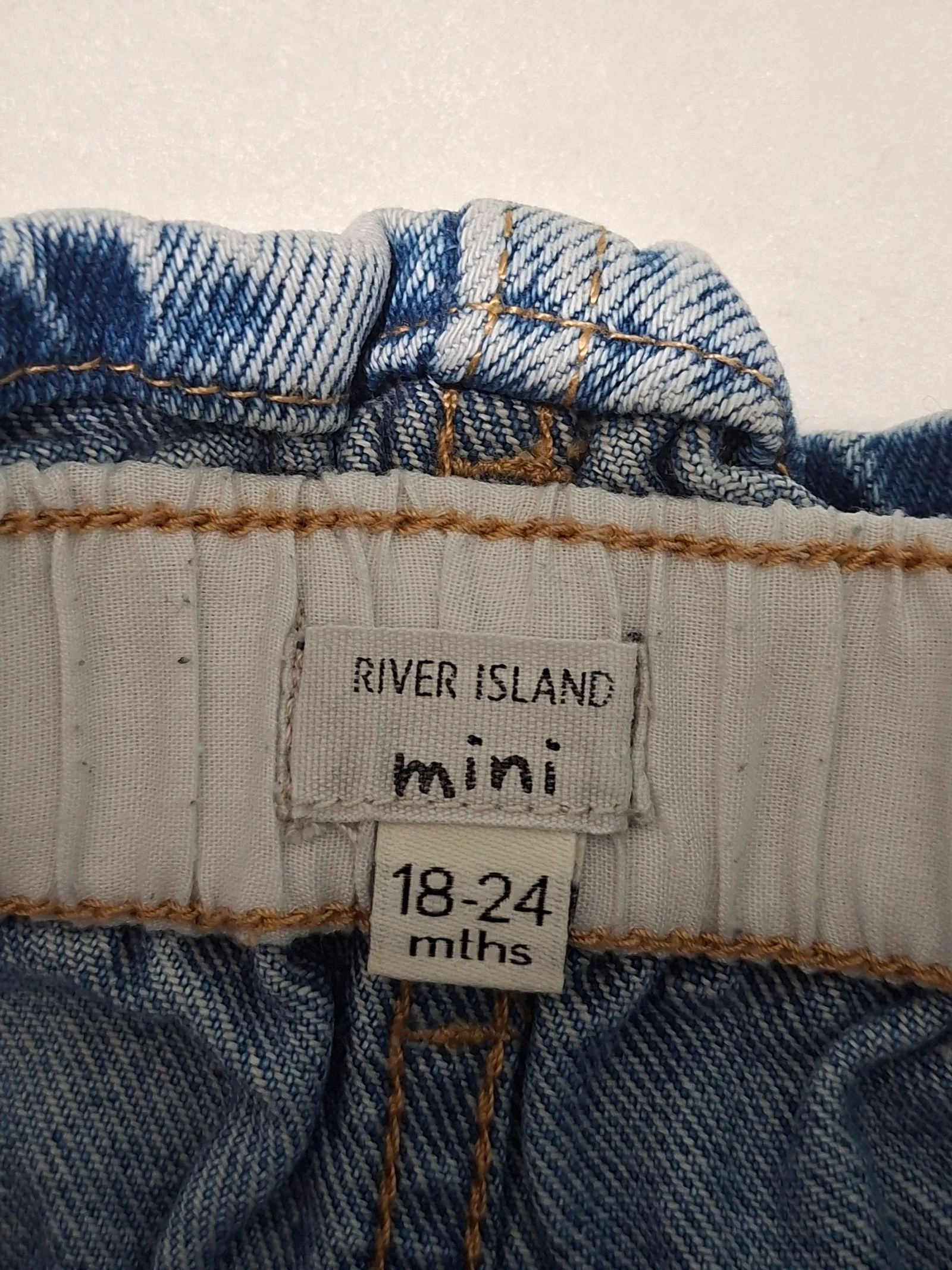 River Island Mini 18-24 months 92 cm blue high-waisted denim shorts – photo 3